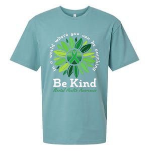 Be Kind Mental Health Awareness Sunflower Green Ribbon Sueded Cloud Jersey T-Shirt