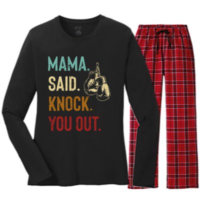 Boxing Kickboxing Mama Said Knock You Out Women's Long Sleeve Flannel Pajama Set 