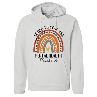 Be Kind Mental Health Matters Polka Dot Rainbow Awareness Performance Fleece Hoodie