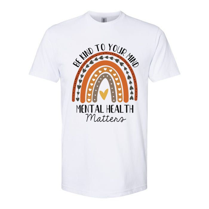 Be Kind Mental Health Matters Polka Dot Rainbow Awareness Softstyle CVC T-Shirt