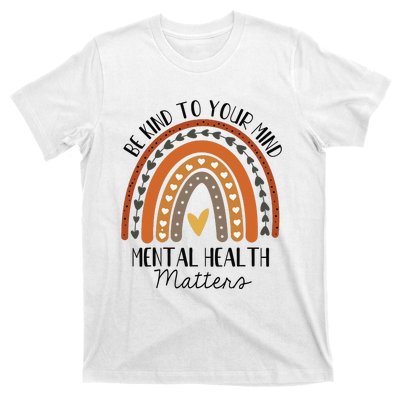 Be Kind Mental Health Matters Polka Dot Rainbow Awareness T-Shirt