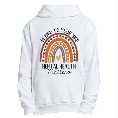 Be Kind Mental Health Matters Polka Dot Rainbow Awareness Urban Pullover Hoodie