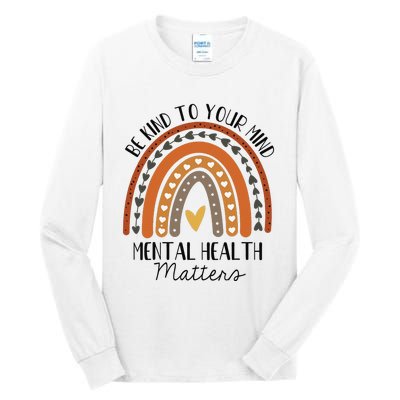 Be Kind Mental Health Matters Polka Dot Rainbow Awareness Tall Long Sleeve T-Shirt