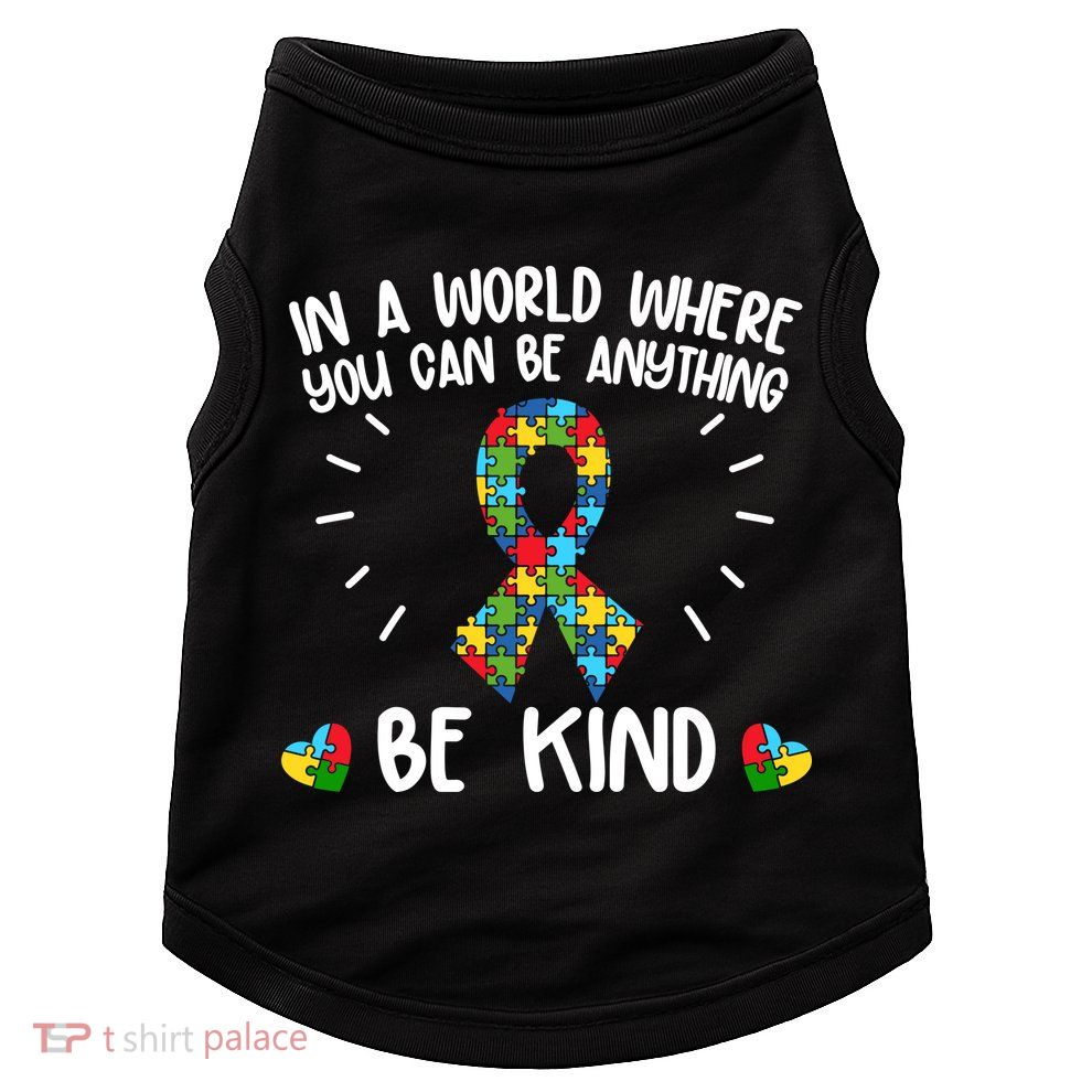 Be Kind Motivational Autism Awareness Slogan Autism Puzzle Message Doggie Tank