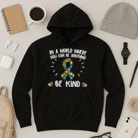 Be Kind Motivational Autism Awareness Slogan Autism Puzzle Message Hoodie