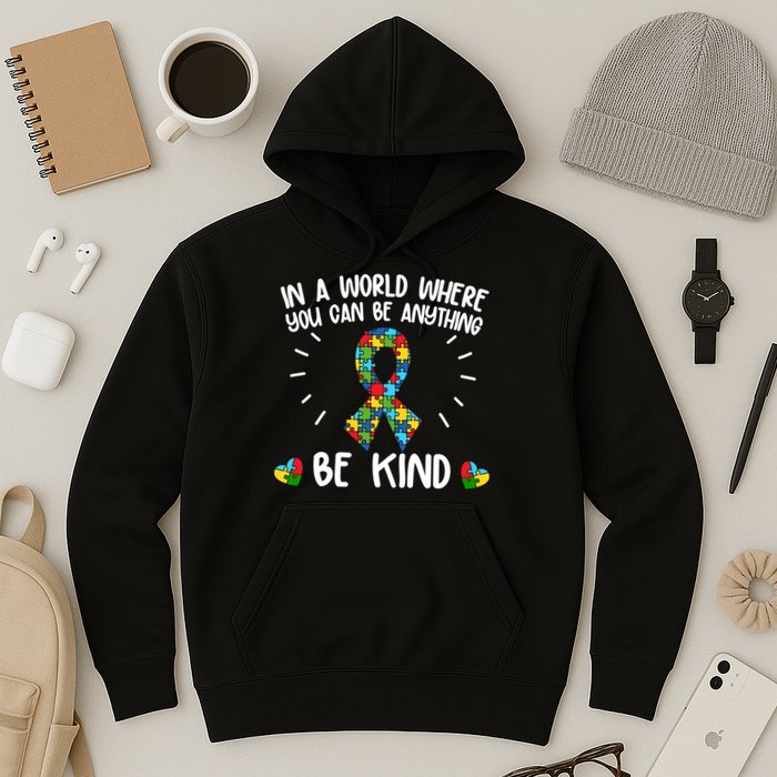 Be Kind Motivational Autism Awareness Slogan Autism Puzzle Message Hoodie