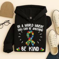 Be Kind Motivational Autism Awareness Slogan Autism Puzzle Message Hoodie