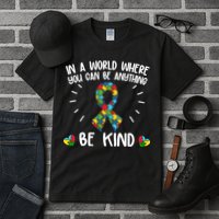 Be Kind Motivational Autism Awareness Slogan Autism Puzzle Message Tall T-Shirt