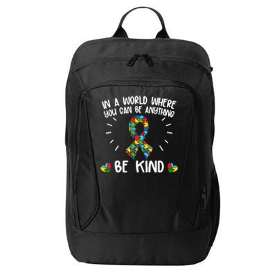 Be Kind Motivational Autism Awareness Slogan Autism Puzzle Message City Backpack