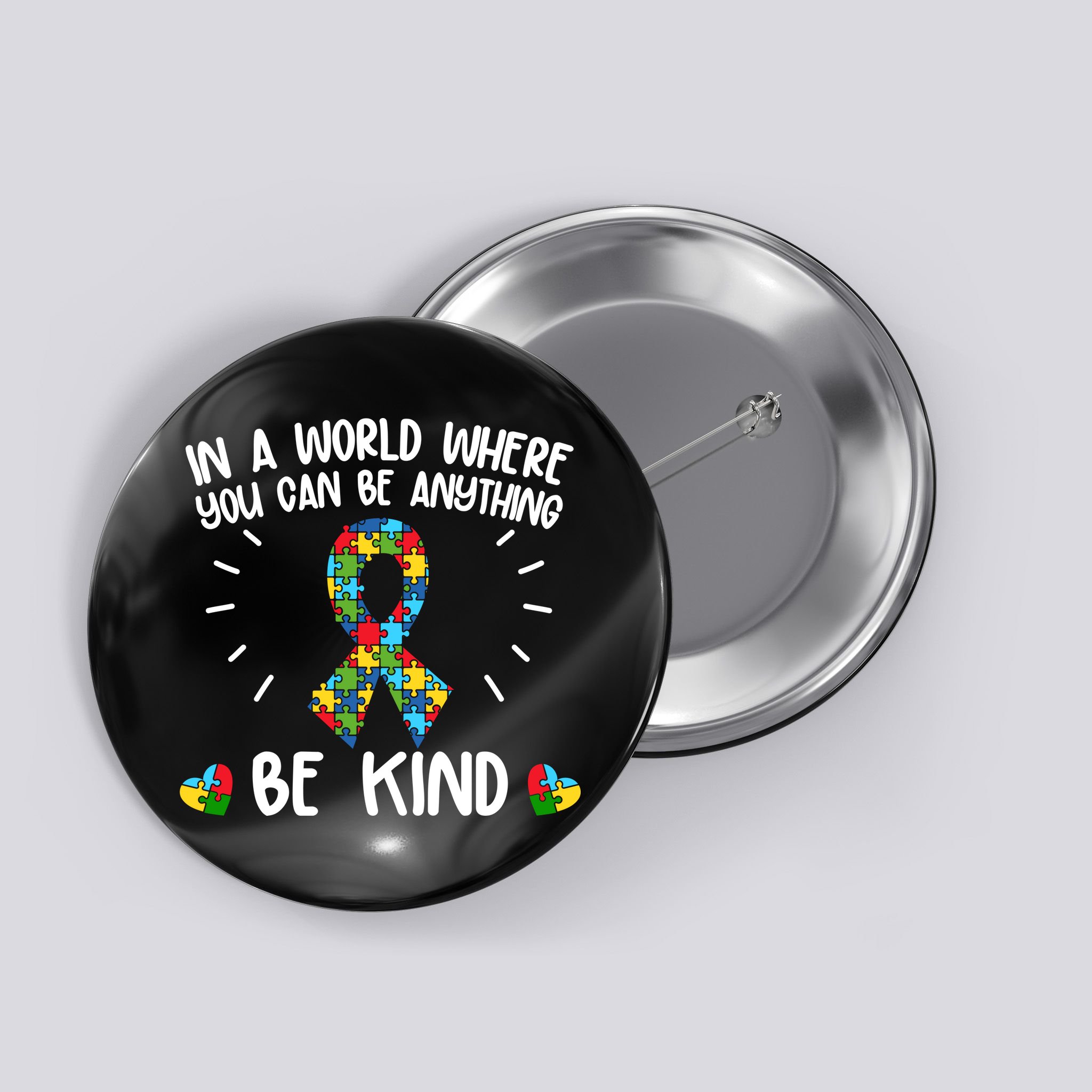 Be Kind Motivational Autism Awareness Slogan Autism Puzzle Message Button