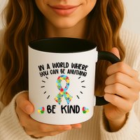 Be Kind Motivational Autism Awareness Slogan Autism Puzzle Message Mug
