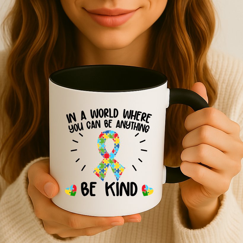 Be Kind Motivational Autism Awareness Slogan Autism Puzzle Message Mug