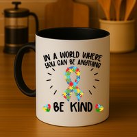 Be Kind Motivational Autism Awareness Slogan Autism Puzzle Message Mug