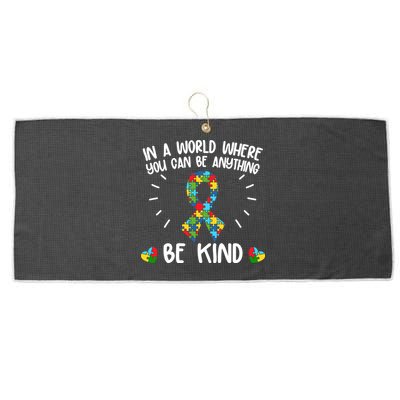 Be Kind Motivational Autism Awareness Slogan Autism Puzzle Message Large Microfiber Waffle Golf Towel