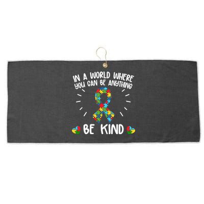 Be Kind Motivational Autism Awareness Slogan Autism Puzzle Message Large Microfiber Waffle Golf Towel