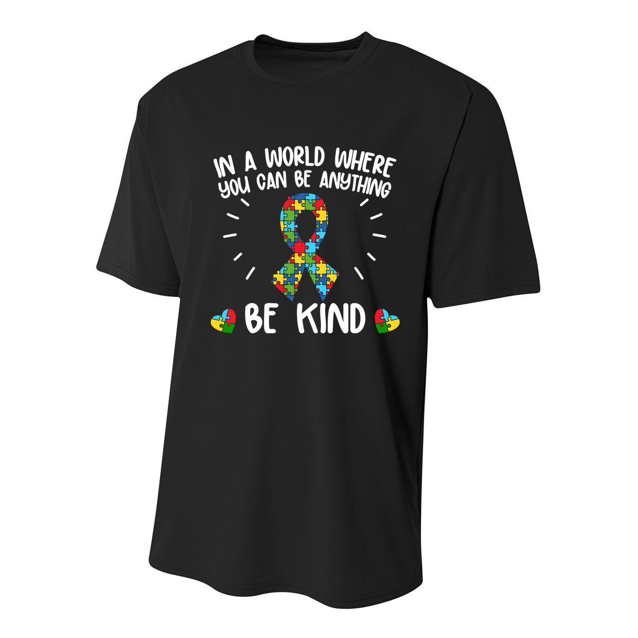 Be Kind Motivational Autism Awareness Slogan Autism Puzzle Message Youth Performance Sprint T-Shirt