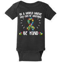 Be Kind Motivational Autism Awareness Slogan Autism Puzzle Message Baby Bodysuit