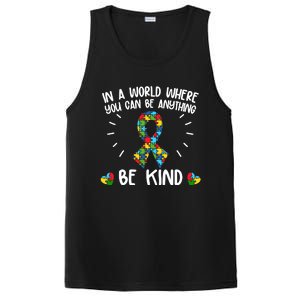 Be Kind Motivational Autism Awareness Slogan Autism Puzzle Message PosiCharge Competitor Tank