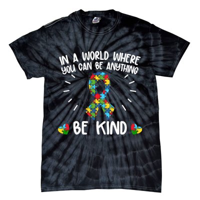 Be Kind Motivational Autism Awareness Slogan Autism Puzzle Message Tie-Dye T-Shirt