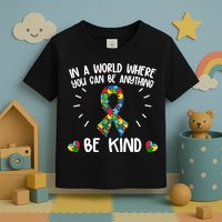 Be Kind Motivational Autism Awareness Slogan Autism Puzzle Message Toddler T-Shirt