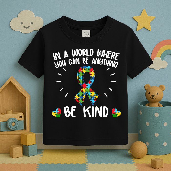 Be Kind Motivational Autism Awareness Slogan Autism Puzzle Message Toddler T-Shirt