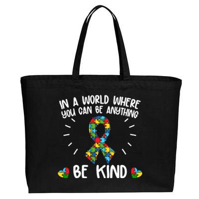 Be Kind Motivational Autism Awareness Slogan Autism Puzzle Message Cotton Canvas Jumbo Tote