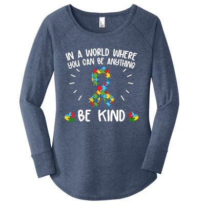 Be Kind Motivational Autism Awareness Slogan Autism Puzzle Message Women's Perfect Tri Tunic Long Sleeve Shirt