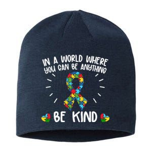 Be Kind Motivational Autism Awareness Slogan Autism Puzzle Message Sustainable Beanie