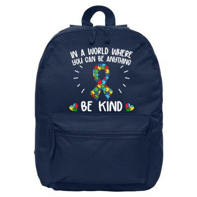 Be Kind Motivational Autism Awareness Slogan Autism Puzzle Message 16 in Basic Backpack