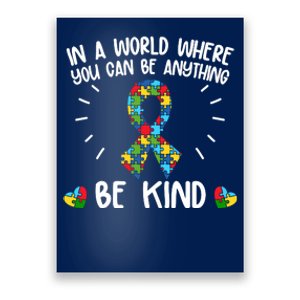 Be Kind Motivational Autism Awareness Slogan Autism Puzzle Message Poster