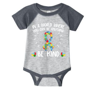 Be Kind Motivational Autism Awareness Slogan Autism Puzzle Message Infant Baby Jersey Bodysuit