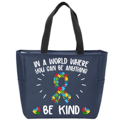 Be Kind Motivational Autism Awareness Slogan Autism Puzzle Message Zip Tote Bag