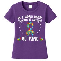 Be Kind Motivational Autism Awareness Slogan Autism Puzzle Message Womens T-Shirt