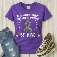 Be Kind Motivational Autism Awareness Slogan Autism Puzzle Message Womens T-Shirt