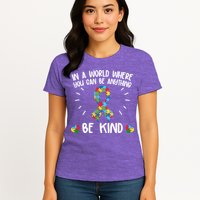 Be Kind Motivational Autism Awareness Slogan Autism Puzzle Message Womens T-Shirt
