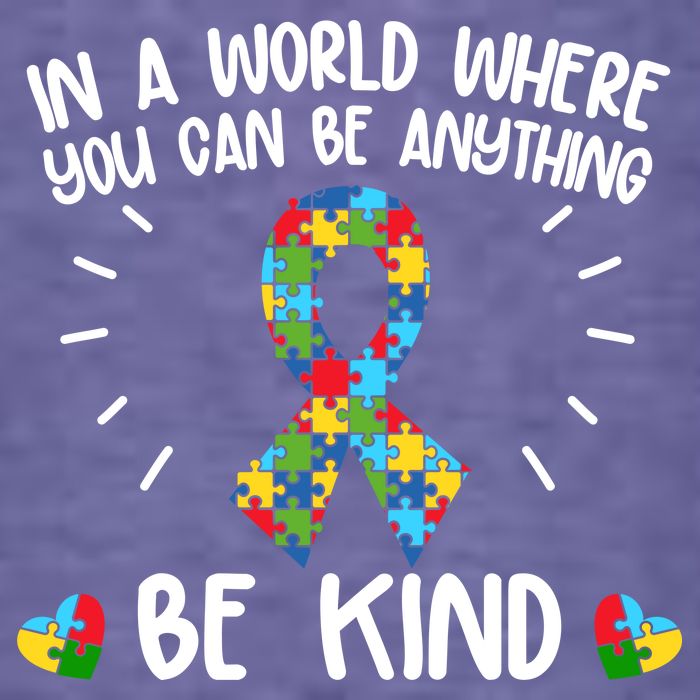 Be Kind Motivational Autism Awareness Slogan Autism Puzzle Message Womens T-Shirt