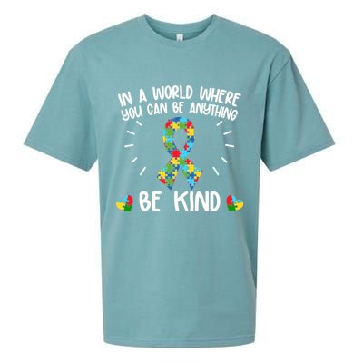 Be Kind Motivational Autism Awareness Slogan Autism Puzzle Message Sueded Cloud Jersey T-Shirt