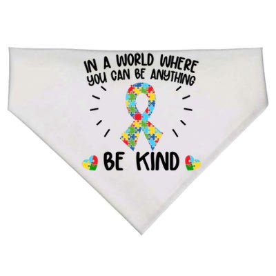 Be Kind Motivational Autism Awareness Slogan Autism Puzzle Message USA-Made Doggie Bandana