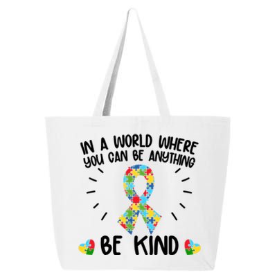 Be Kind Motivational Autism Awareness Slogan Autism Puzzle Message 25L Jumbo Tote