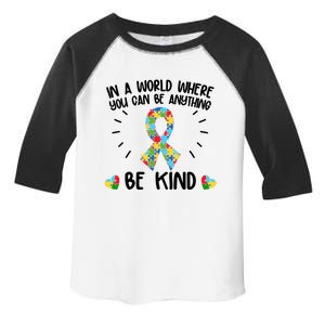 Be Kind Motivational Autism Awareness Slogan Autism Puzzle Message Toddler Fine Jersey T-Shirt