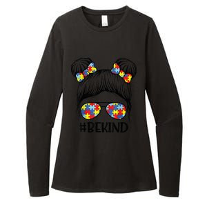 Be Kind Messy Bun girl kid Autism Awareness Kindness Month Womens CVC Long Sleeve Shirt