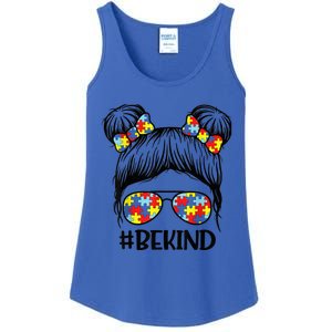 Be Kind Messy Bun girl kid Autism Awareness Kindness Month Ladies Essential Tank