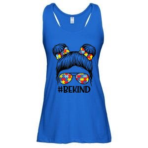 Be Kind Messy Bun girl kid Autism Awareness Kindness Month Ladies Essential Flowy Tank