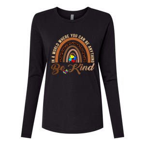 Be Kind Melanin Black History Month Rainbow Autism Leopard Gift Womens Cotton Relaxed Long Sleeve T-Shirt