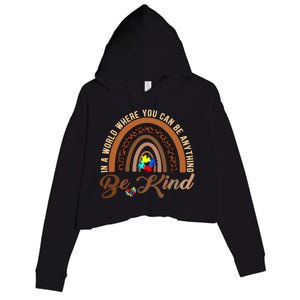 Be Kind Melanin Black History Month Rainbow Autism Leopard Gift Crop Fleece Hoodie