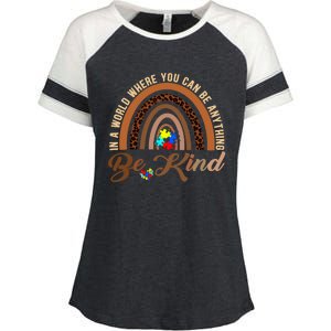 Be Kind Melanin Black History Month Rainbow Autism Leopard Gift Enza Ladies Jersey Colorblock Tee