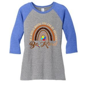 Be Kind Melanin Black History Month Rainbow Autism Leopard Gift Women's Tri-Blend 3/4-Sleeve Raglan Shirt