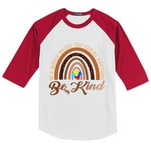 Be Kind Melanin Black History Month Rainbow Autism Leopard Gift Kids Colorblock Raglan Jersey