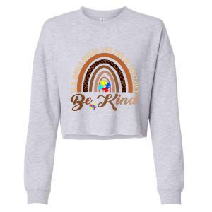 Be Kind Melanin Black History Month Rainbow Autism Leopard Gift Cropped Pullover Crew