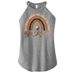 Be Kind Melanin Black History Month Rainbow Autism Leopard Gift Women's Perfect Tri Rocker Tank